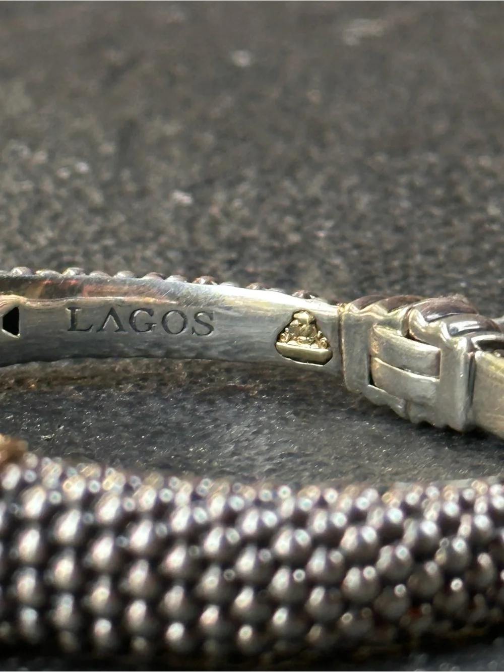 Rare Archived LAGOS 12mm Caviar LUX 1.30ctw Diamond Hinged Cuff Bracelet Medium